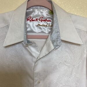 Robert Graham White and Silver Limited Edition Embroidered Dress Shirt